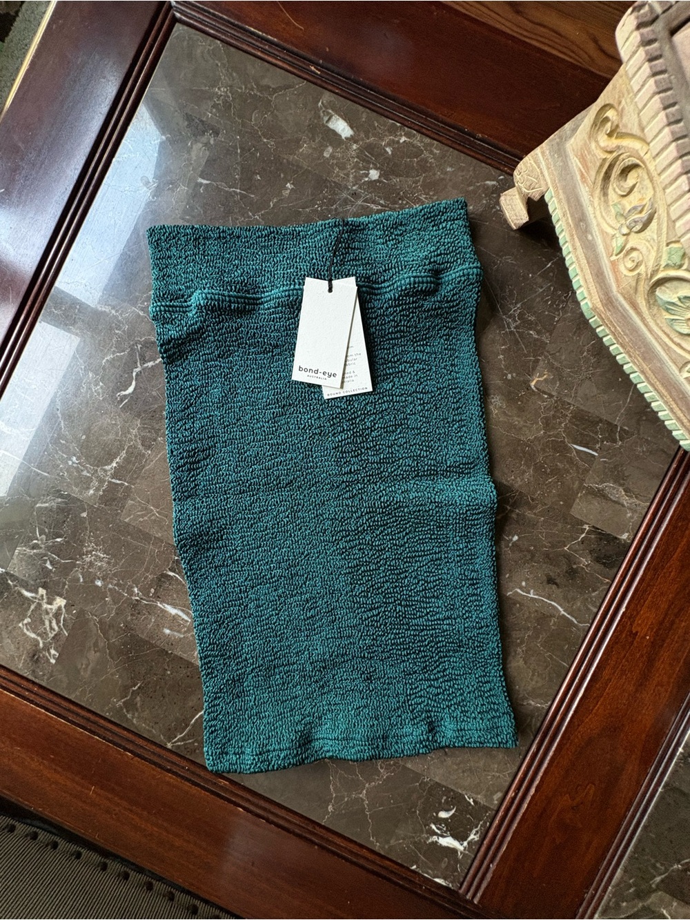 bond-eye Deep Teal Textured Knit Mini Skirt Coverup OS